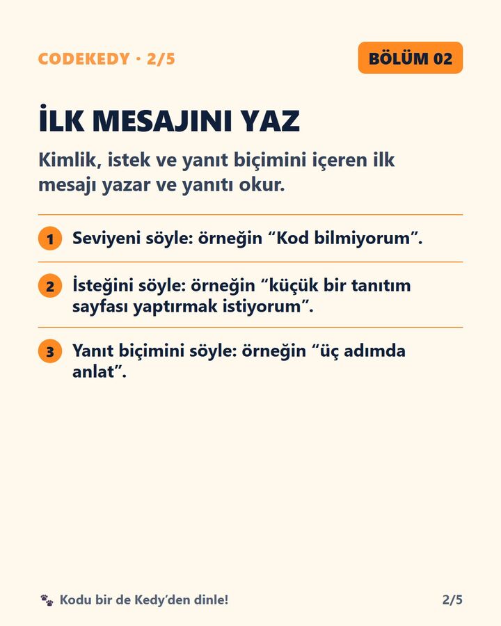 Claude'a İlk Mesajını Yaz: 2. slayt