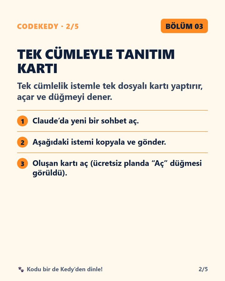 Tek Cümleyle HTML Tanıtım Kartı: 2. slayt